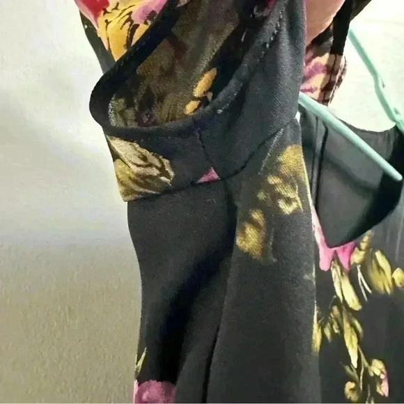 Vintage 1990s Talbots Floral Black Silk Flutter A-Line Midi Dress – Women’s 4 - Picture 5 of 13